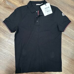 Moncler Black Polo with Red Trim